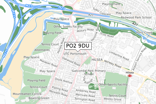 PO2 9DU map - small scale - OS Open Zoomstack (Ordnance Survey)