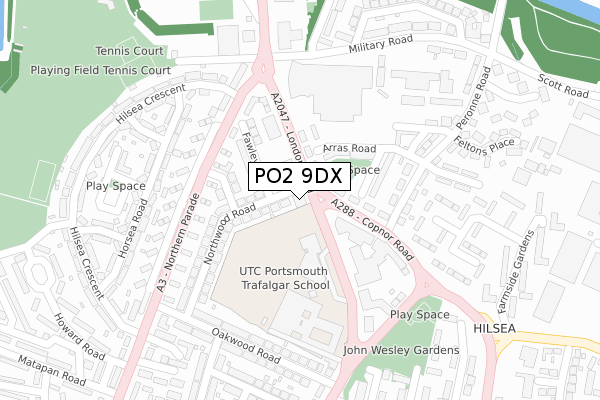 PO2 9DX map - large scale - OS Open Zoomstack (Ordnance Survey)