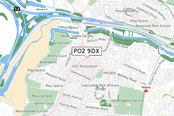 PO2 9DX map - small scale - OS Open Zoomstack (Ordnance Survey)