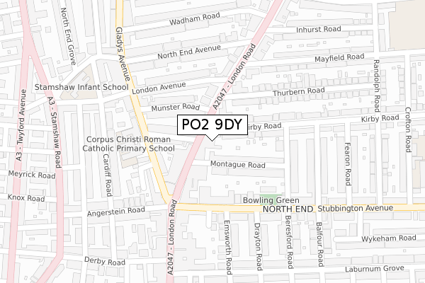 PO2 9DY map - large scale - OS Open Zoomstack (Ordnance Survey)