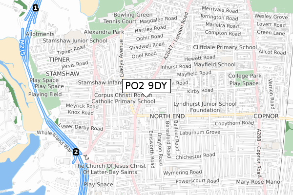 PO2 9DY map - small scale - OS Open Zoomstack (Ordnance Survey) PO2 9DY map - small scale - OS Open Zoomstack (Ordnance Survey)