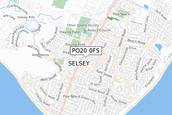 PO20 0FS map - small scale - OS Open Zoomstack (Ordnance Survey)