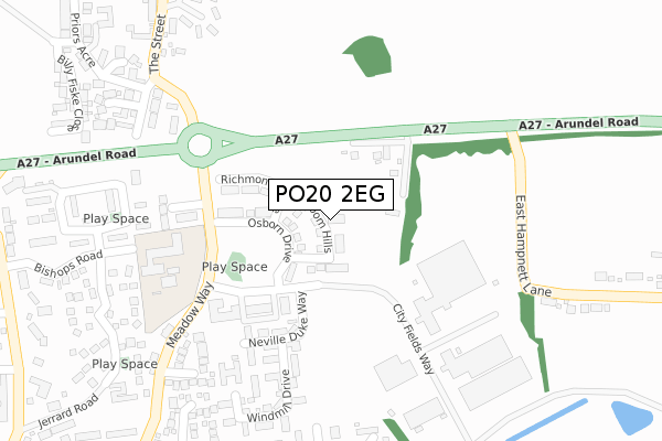PO20 2EG map - large scale - OS Open Zoomstack (Ordnance Survey)