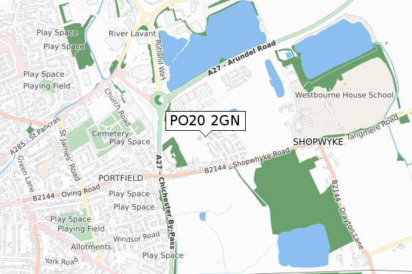 PO20 2GN map - small scale - OS Open Zoomstack (Ordnance Survey)