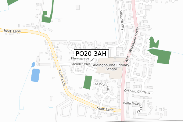 PO20 3AH map - large scale - OS Open Zoomstack (Ordnance Survey)