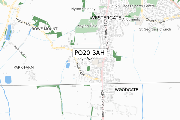 PO20 3AH map - small scale - OS Open Zoomstack (Ordnance Survey)