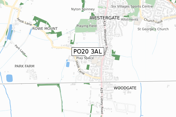 PO20 3AL map - small scale - OS Open Zoomstack (Ordnance Survey)