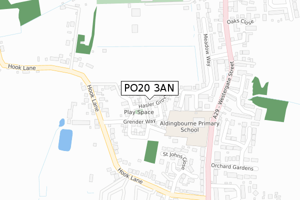 PO20 3AN map - large scale - OS Open Zoomstack (Ordnance Survey)