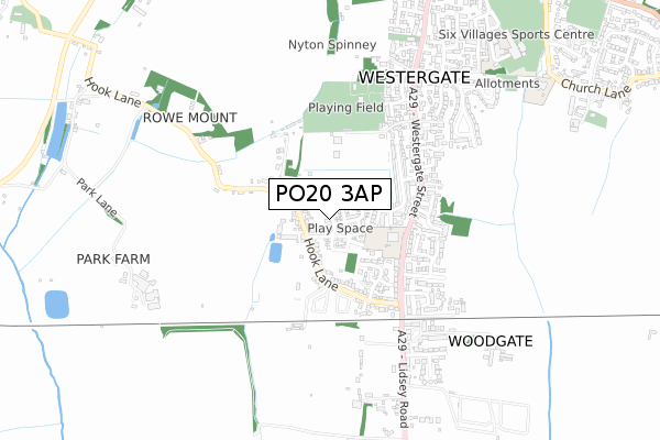 PO20 3AP map - small scale - OS Open Zoomstack (Ordnance Survey)