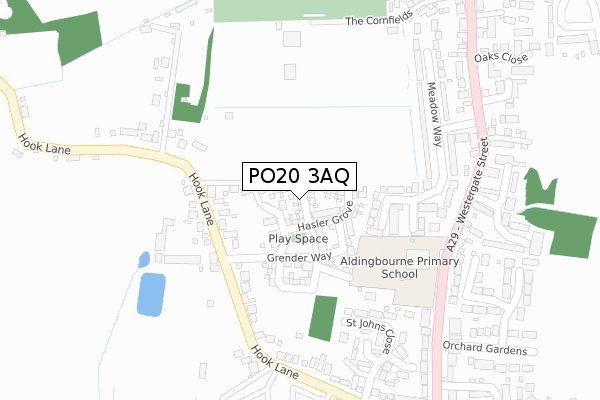 PO20 3AQ map - large scale - OS Open Zoomstack (Ordnance Survey)