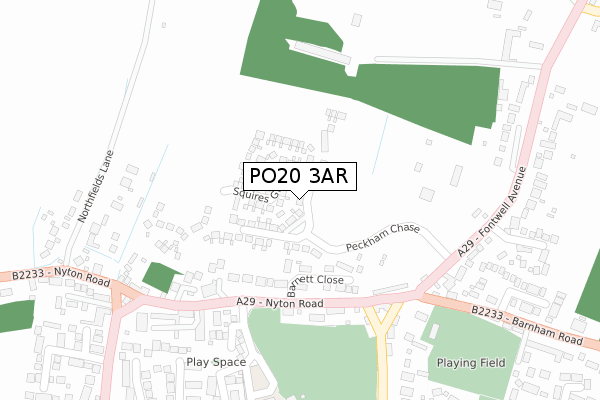 PO20 3AR map - large scale - OS Open Zoomstack (Ordnance Survey)