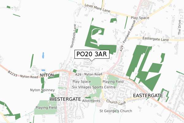 PO20 3AR map - small scale - OS Open Zoomstack (Ordnance Survey)