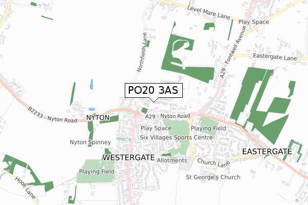 PO20 3AS map - small scale - OS Open Zoomstack (Ordnance Survey)