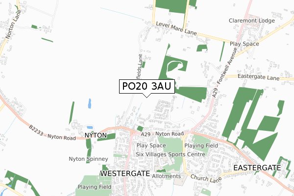 PO20 3AU map - small scale - OS Open Zoomstack (Ordnance Survey)