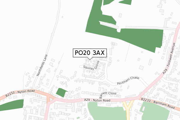 PO20 3AX map - large scale - OS Open Zoomstack (Ordnance Survey)