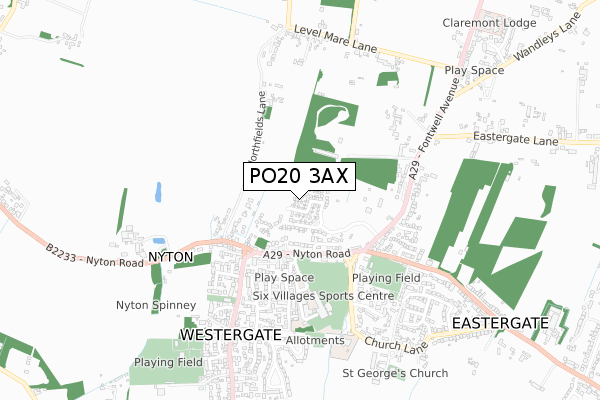 PO20 3AX map - small scale - OS Open Zoomstack (Ordnance Survey)