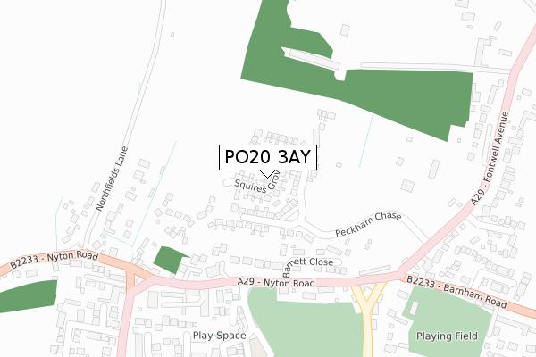 PO20 3AY map - large scale - OS Open Zoomstack (Ordnance Survey)