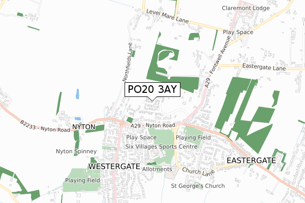 PO20 3AY map - small scale - OS Open Zoomstack (Ordnance Survey)