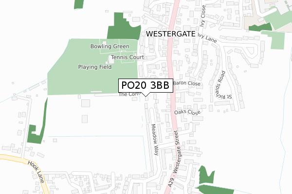 PO20 3BB map - large scale - OS Open Zoomstack (Ordnance Survey)