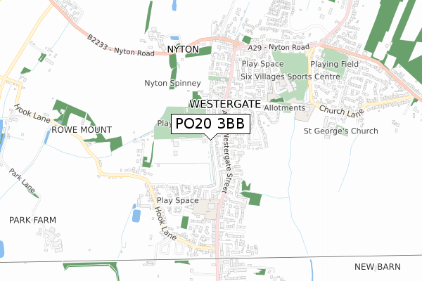 PO20 3BB map - small scale - OS Open Zoomstack (Ordnance Survey)
