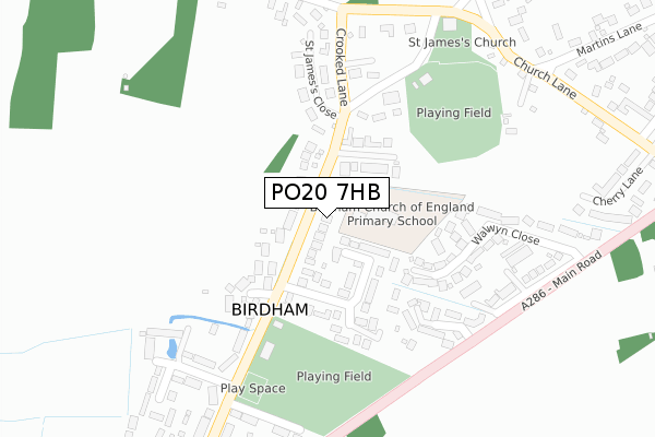 PO20 7HB map - large scale - OS Open Zoomstack (Ordnance Survey)