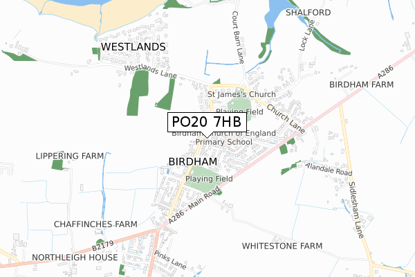 PO20 7HB map - small scale - OS Open Zoomstack (Ordnance Survey)