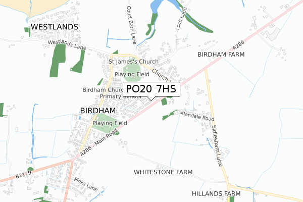 PO20 7HS map - small scale - OS Open Zoomstack (Ordnance Survey)