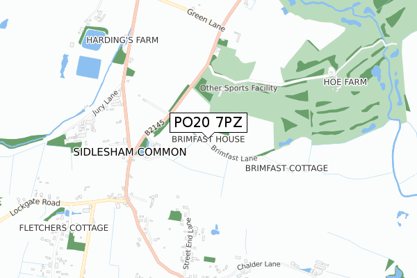 PO20 7PZ map - small scale - OS Open Zoomstack (Ordnance Survey)