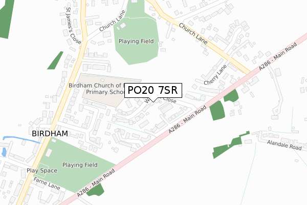 PO20 7SR map - large scale - OS Open Zoomstack (Ordnance Survey)