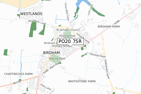 PO20 7SR map - small scale - OS Open Zoomstack (Ordnance Survey)