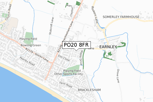 PO20 8FR map - small scale - OS Open Zoomstack (Ordnance Survey)