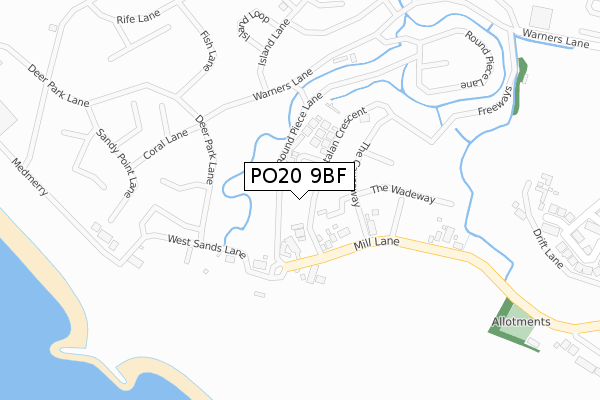 PO20 9BF map - large scale - OS Open Zoomstack (Ordnance Survey)