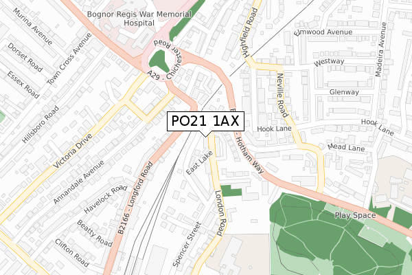 PO21 1AX map - large scale - OS Open Zoomstack (Ordnance Survey)