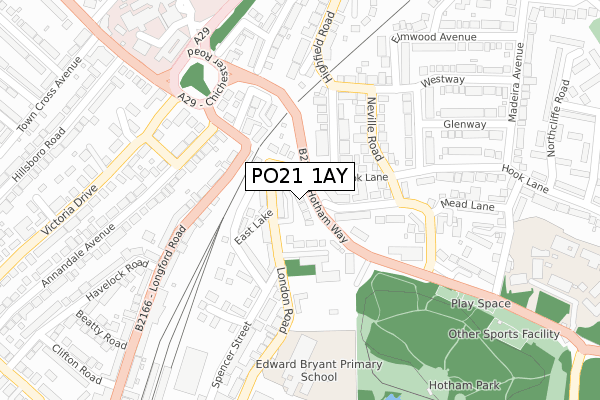 PO21 1AY map - large scale - OS Open Zoomstack (Ordnance Survey)
