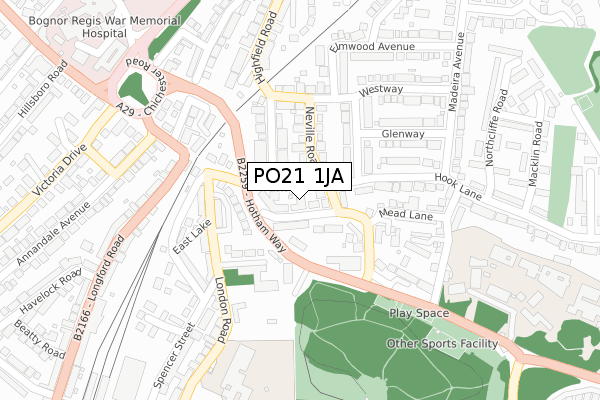 PO21 1JA map - large scale - OS Open Zoomstack (Ordnance Survey)
