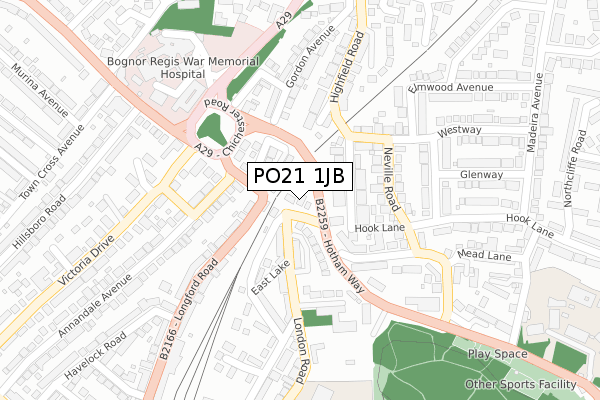 PO21 1JB map - large scale - OS Open Zoomstack (Ordnance Survey)