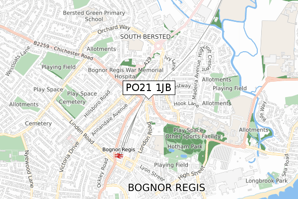 PO21 1JB map - small scale - OS Open Zoomstack (Ordnance Survey)