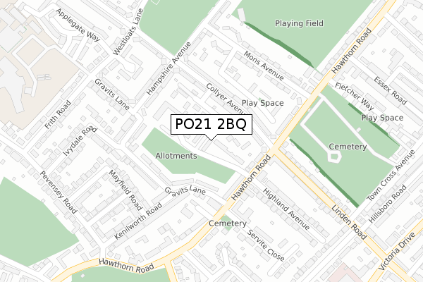 PO21 2BQ map - large scale - OS Open Zoomstack (Ordnance Survey)
