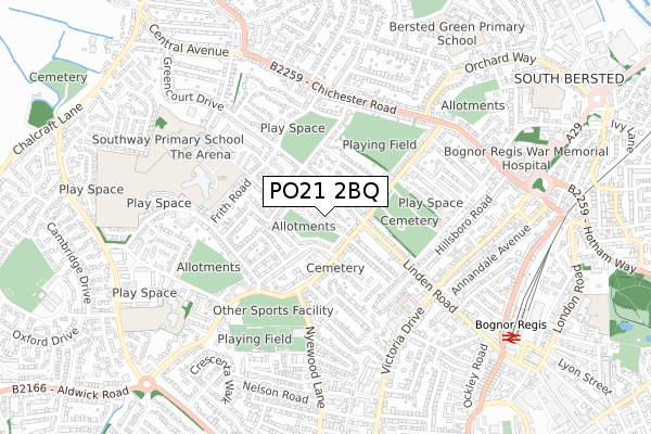 PO21 2BQ map - small scale - OS Open Zoomstack (Ordnance Survey)