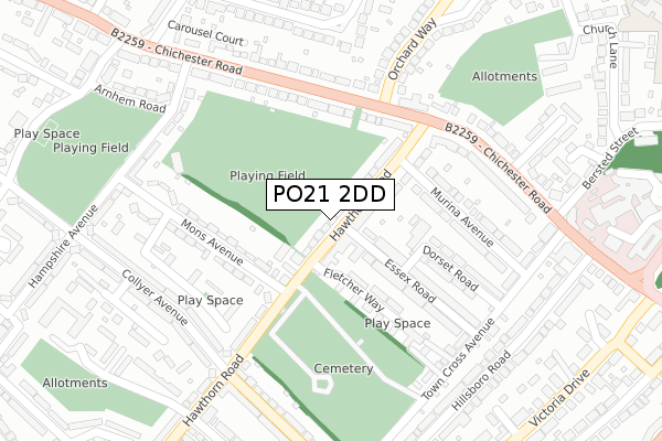 PO21 2DD map - large scale - OS Open Zoomstack (Ordnance Survey)