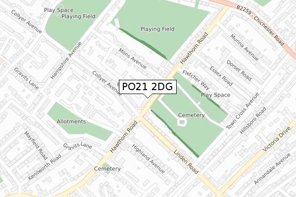 PO21 2DG map - large scale - OS Open Zoomstack (Ordnance Survey)