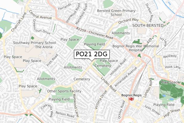 PO21 2DG map - small scale - OS Open Zoomstack (Ordnance Survey)