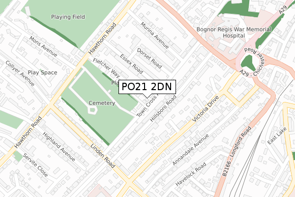 PO21 2DN map - large scale - OS Open Zoomstack (Ordnance Survey)