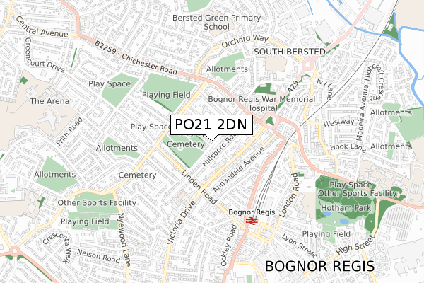 PO21 2DN map - small scale - OS Open Zoomstack (Ordnance Survey)