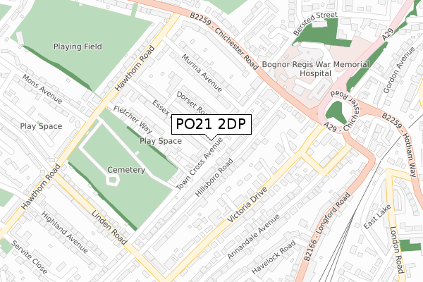PO21 2DP map - large scale - OS Open Zoomstack (Ordnance Survey)