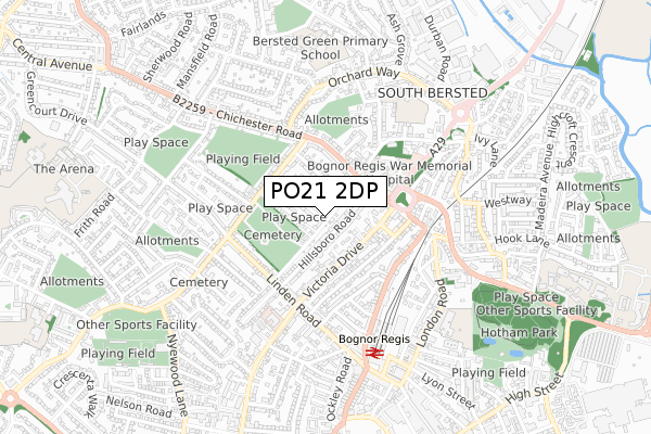 PO21 2DP map - small scale - OS Open Zoomstack (Ordnance Survey)