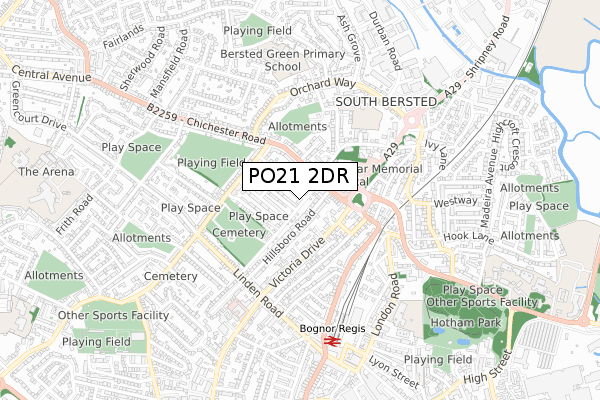 PO21 2DR map - small scale - OS Open Zoomstack (Ordnance Survey)