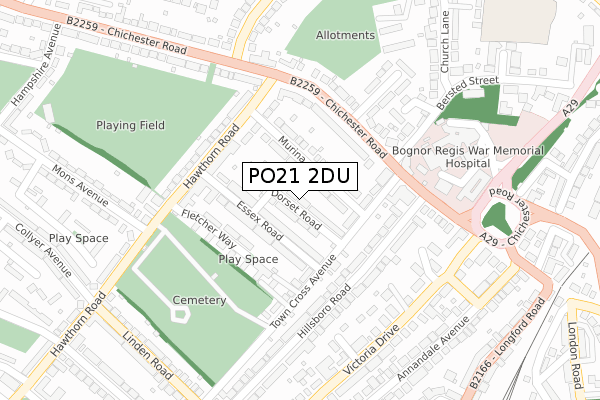 PO21 2DU map - large scale - OS Open Zoomstack (Ordnance Survey)