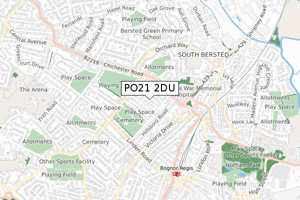 PO21 2DU map - small scale - OS Open Zoomstack (Ordnance Survey)