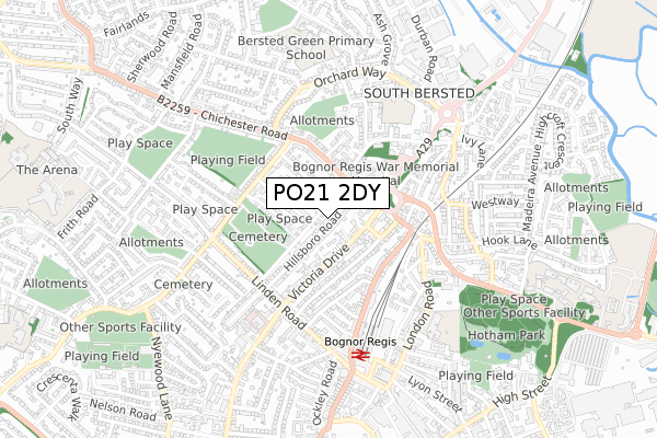 PO21 2DY map - small scale - OS Open Zoomstack (Ordnance Survey)